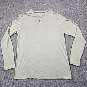 Free Fly Shirt Mens Large Green Long Sleeve Bamboo Henley Performance Hike‎ Fish